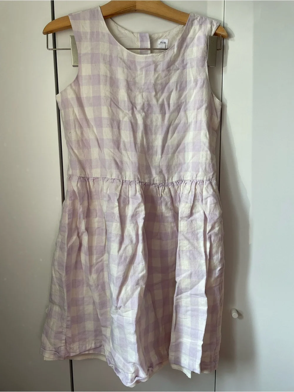 GAP Girls' Sleeveless Gingham Dress - Lilac and White